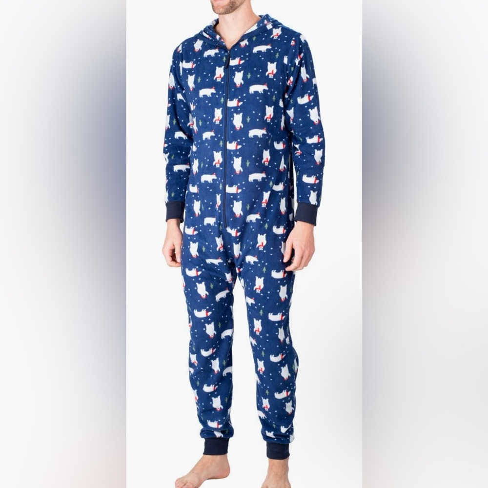 SleepHero Polar Bear Print Hooded Fleece Bodysuit | Small Juniors | NWOT